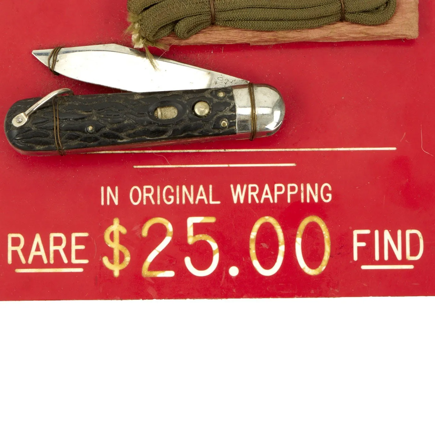 Original U.S. WWII Unissued Airborne Schrade "Presto" M2 Knife with Plastic Handle on Display Board