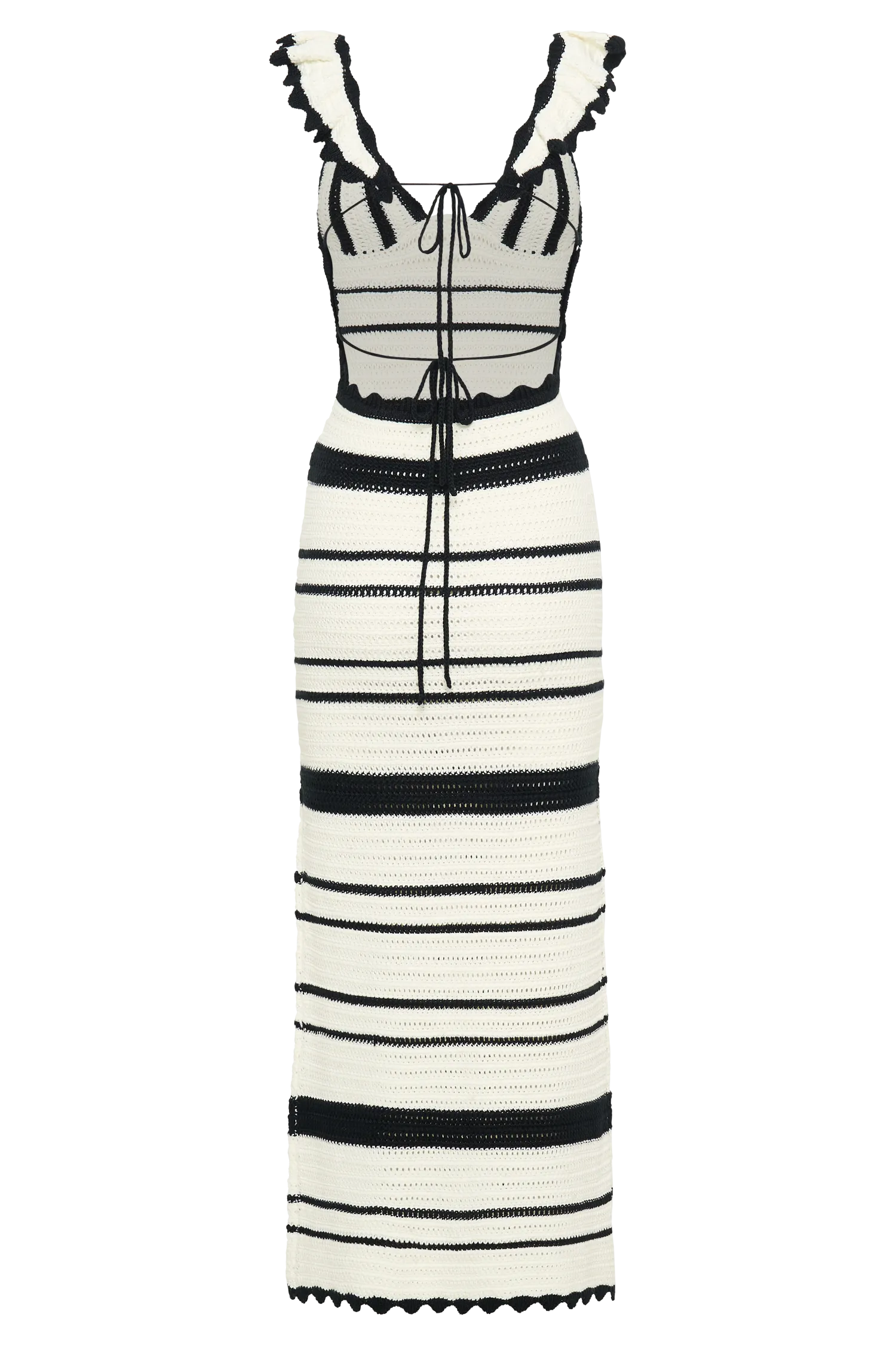 Perpetua Knit Contrast Maxi Dress - Black And White