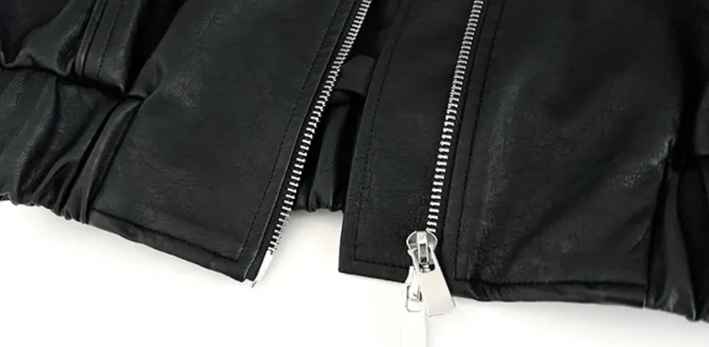 Pre Order:  Zip-Up Vegan Leather Short Jacket