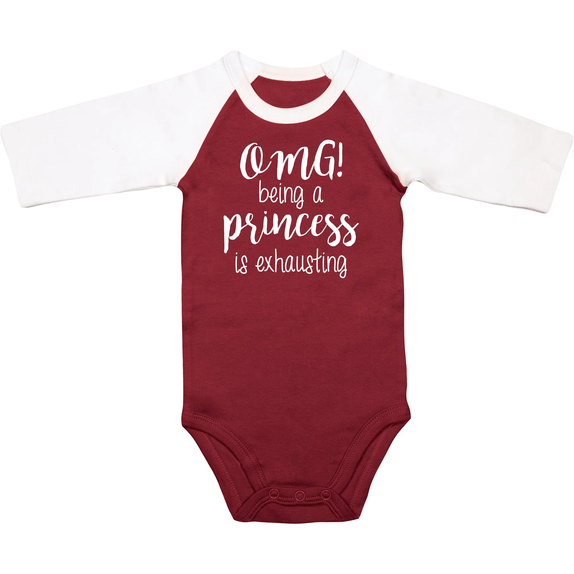 Princess 3/4 Length Sleeve Maroon Onesie