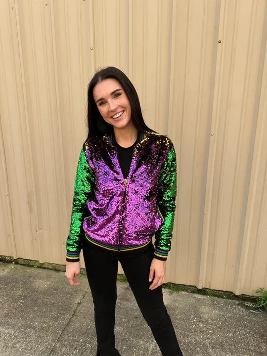 Purple, Green, and Gold Classic Sequin Jacket - Adult