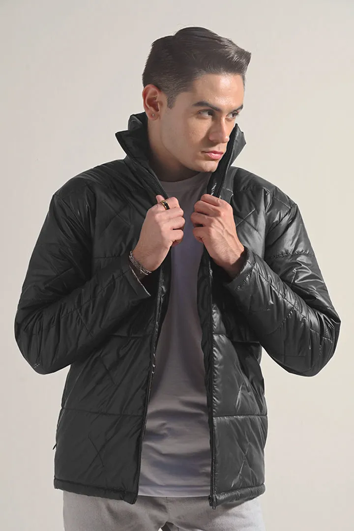 Quilted Puffer Jacket - Black