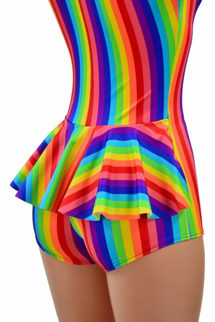 Rainbow Flip Sleeve Ruffle Rump Romper