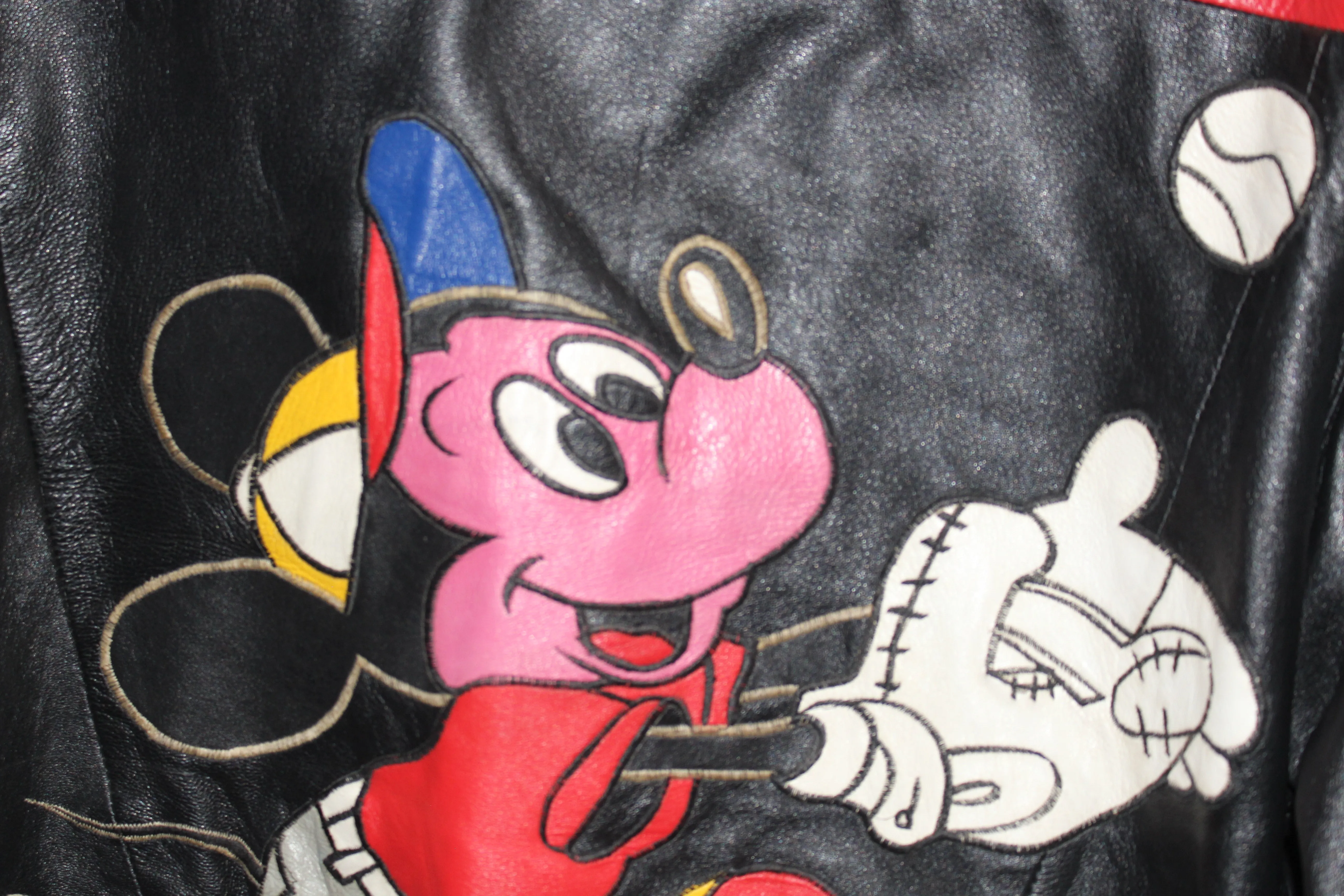 Rare Mickey Mouse Baseball Leather Jacket (S)