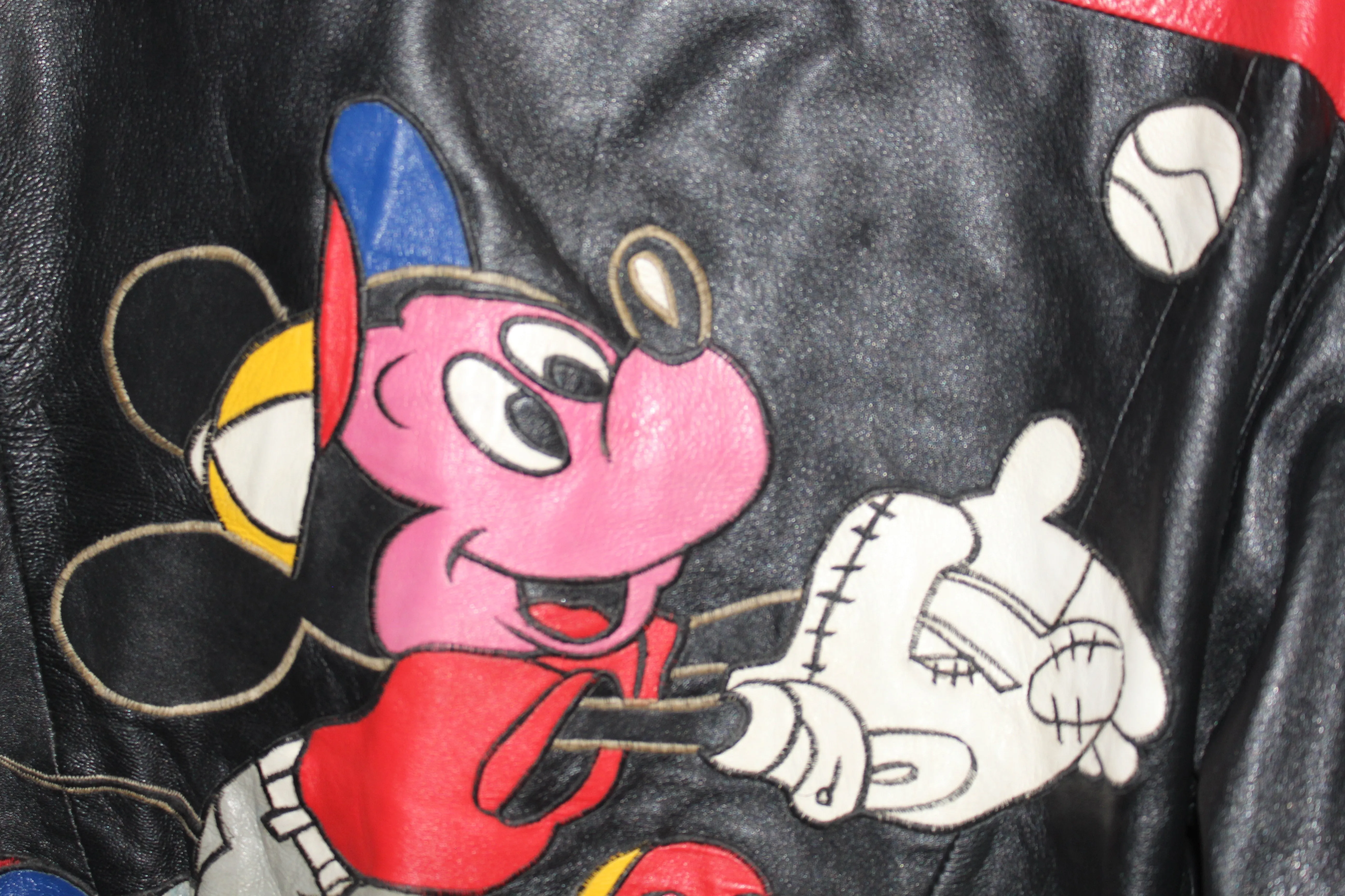 Rare Mickey Mouse Baseball Leather Jacket (S)