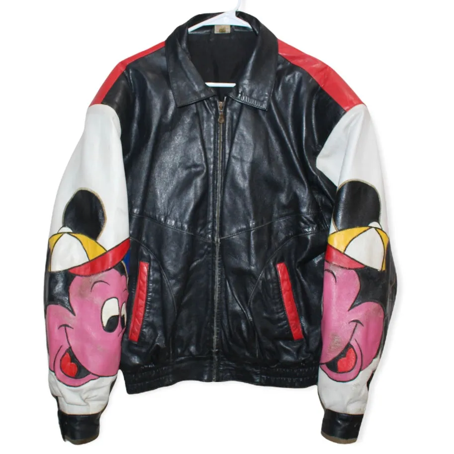 Rare Mickey Mouse Baseball Leather Jacket (S)