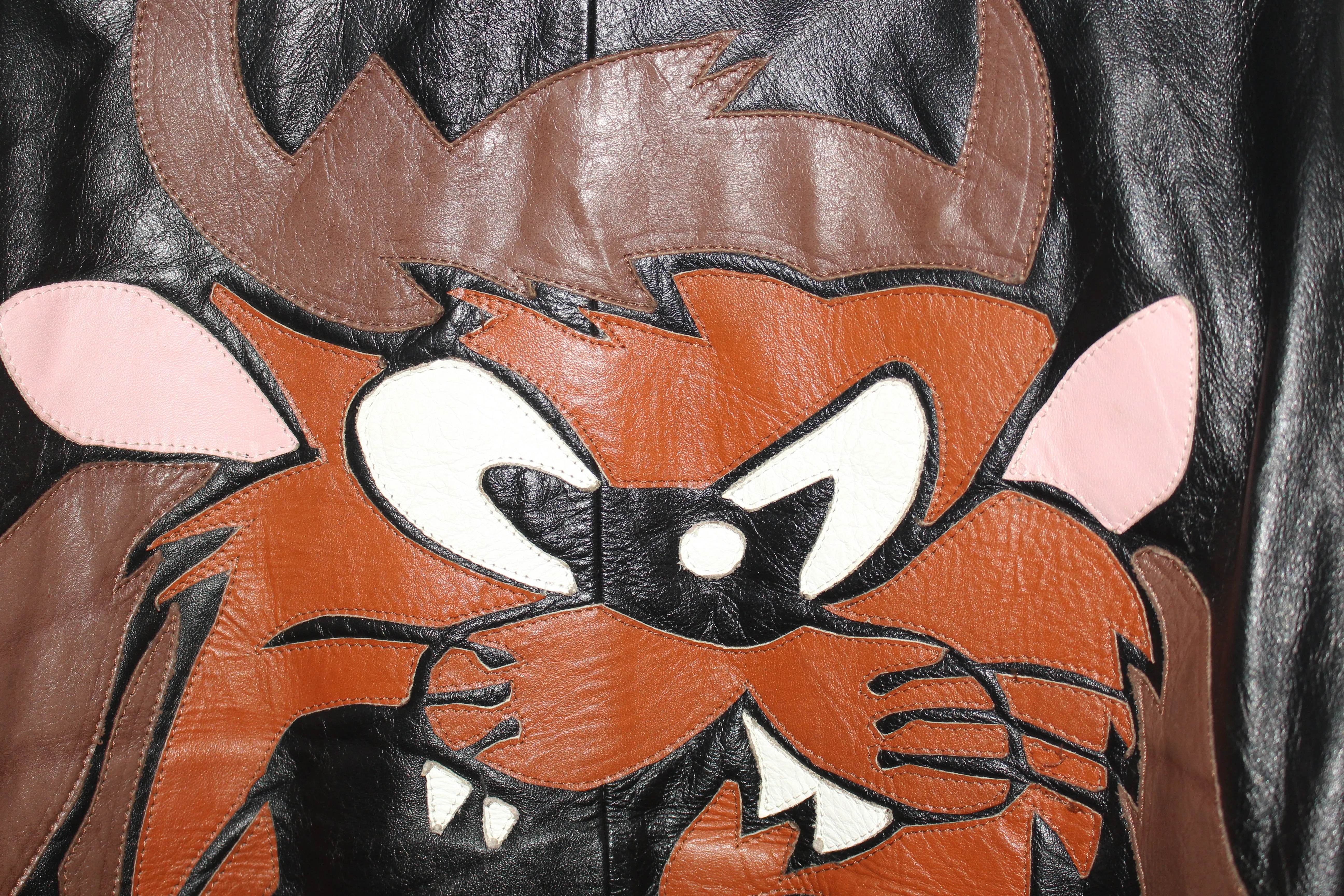 Rare Tasmanian Devil Taz Looney Tunes Leather Collectors Jacket (M)