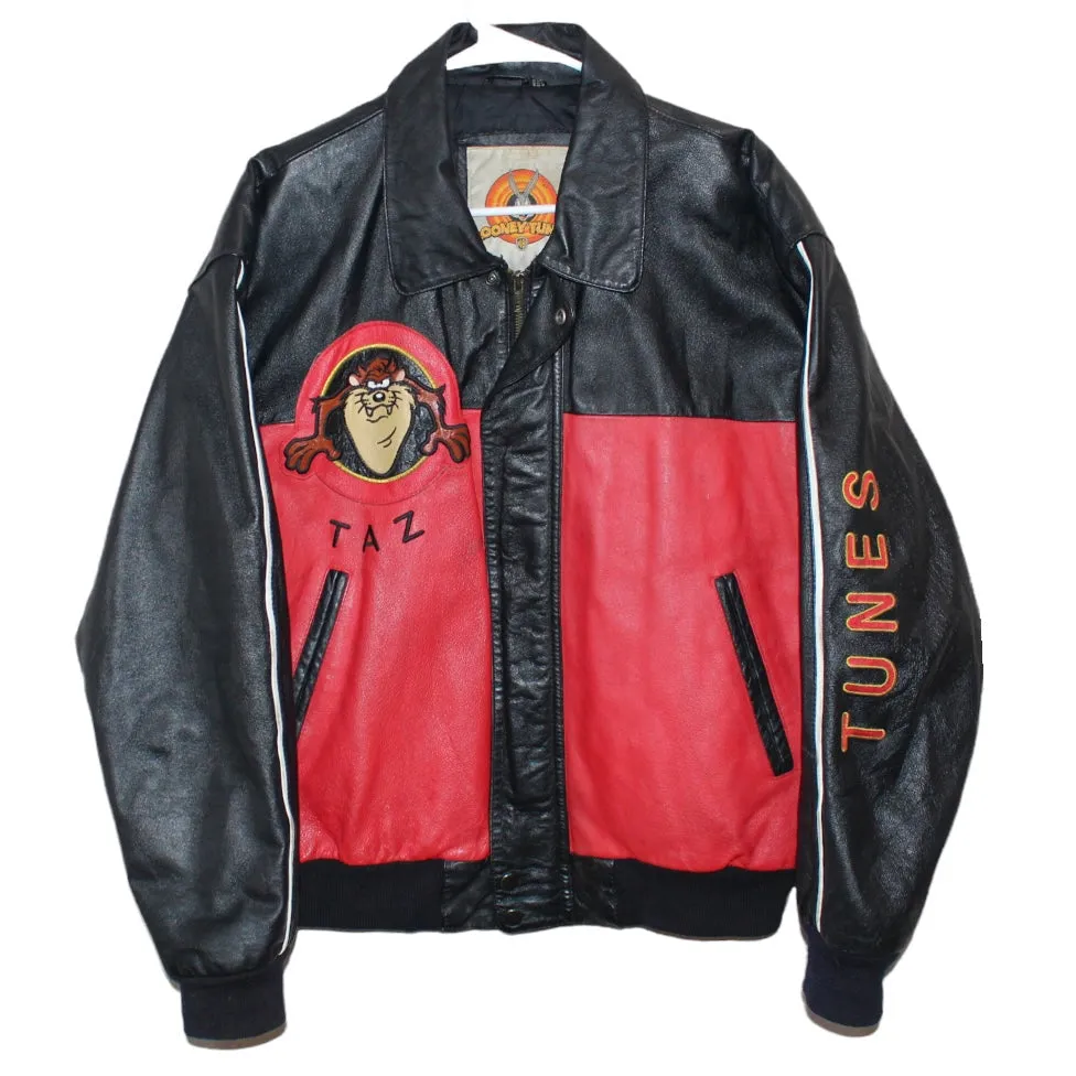 Rare Tasmanian Devil Wild Man Taz Looney Tunes Leather Jacket (S)