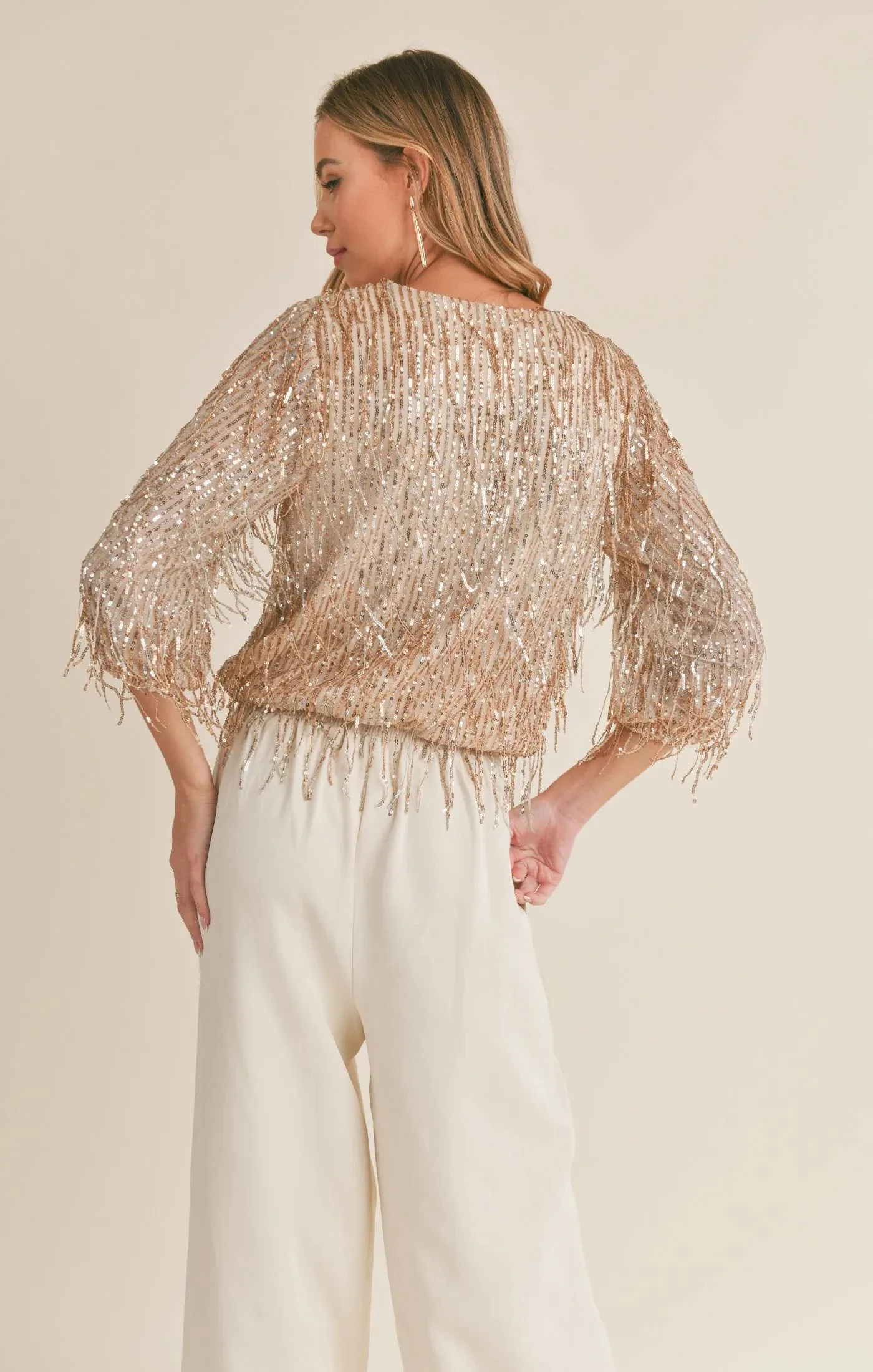 Sadie & Sage Light Up Surplice Sequined Bodysuit