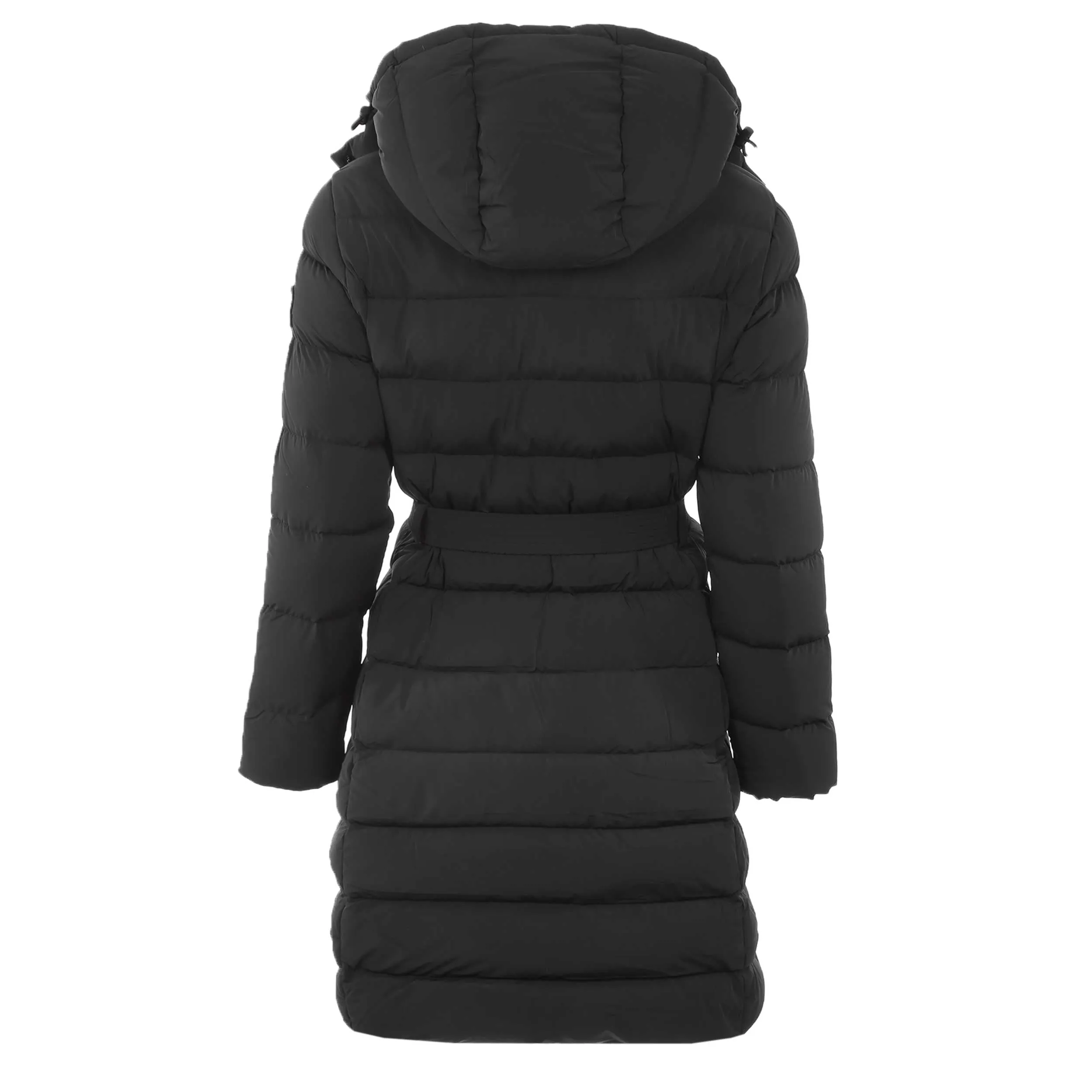 Sandbanks Dune Belted Mid Puffer Ladies Jacket in Black