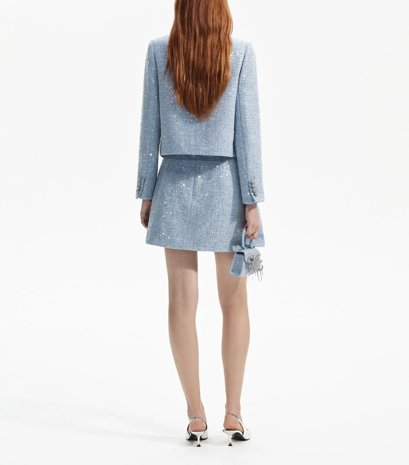 Sequin Boucle Jacket Blue