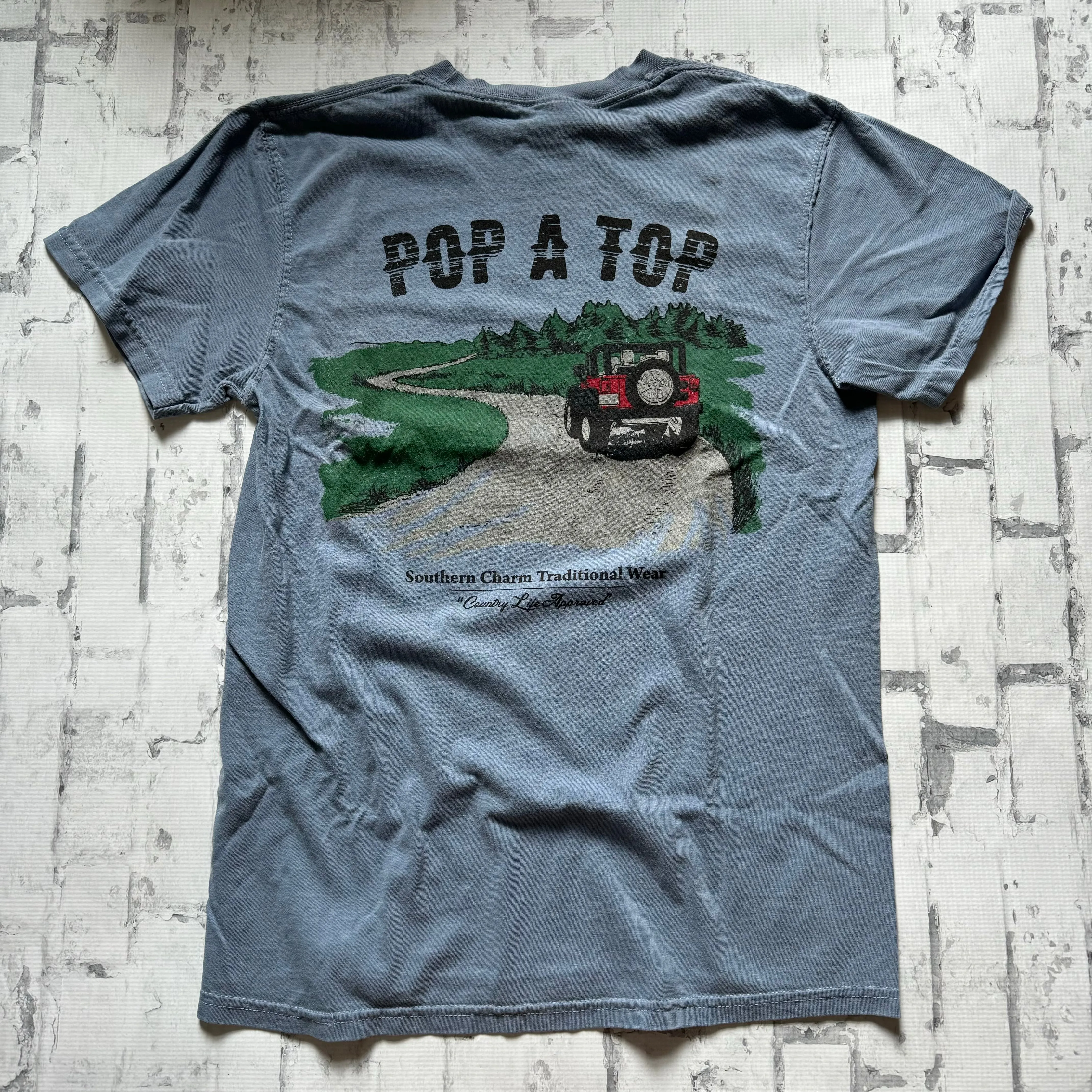 Southern Charm “Pop a Top” Short Sleeve T-shirt - Denim