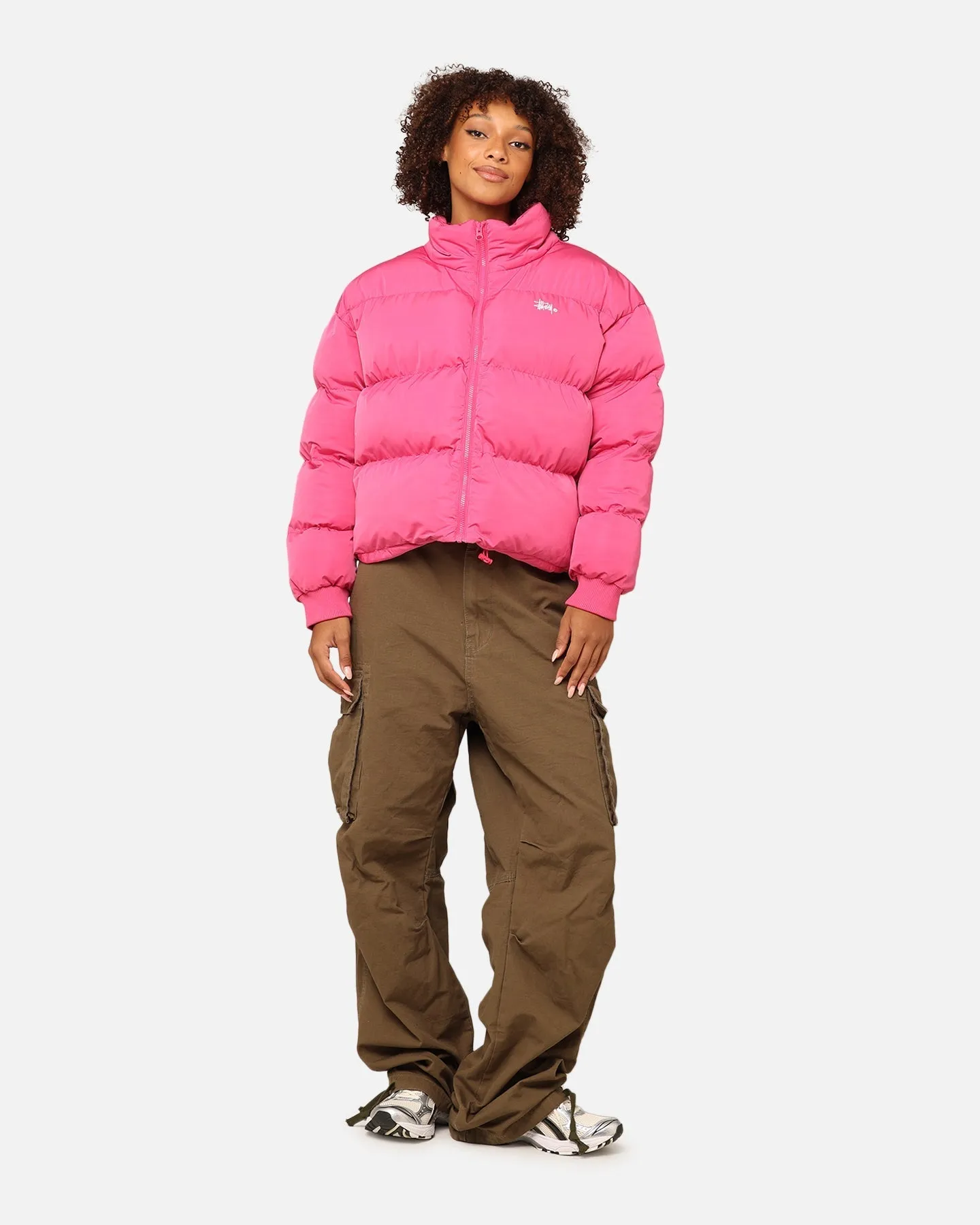 StÃ¼ssy Women's Graffiti Cropped Puffer Jacket Bubblegum