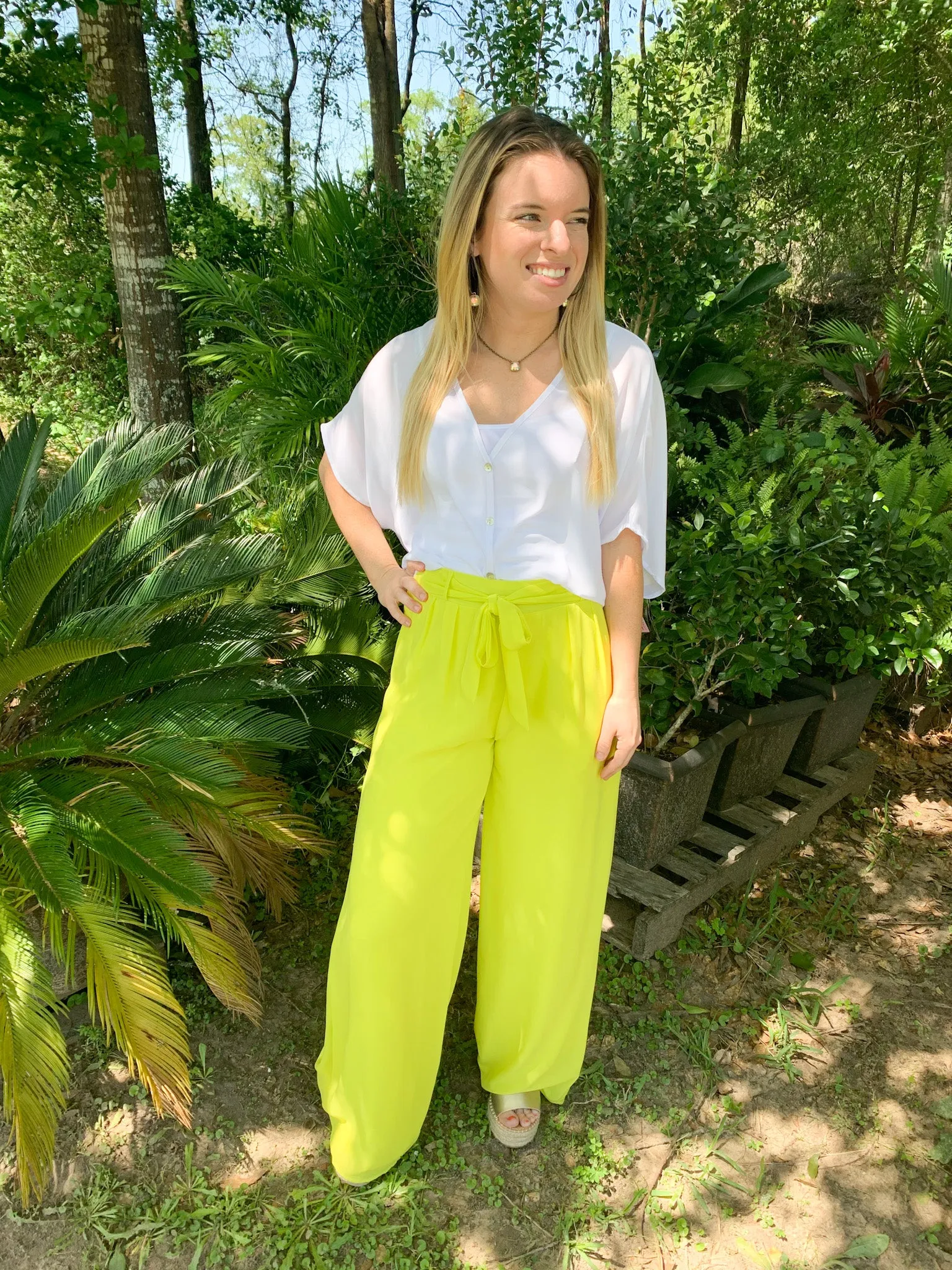 Take My Advice Wide Leg Pants in Lime Green