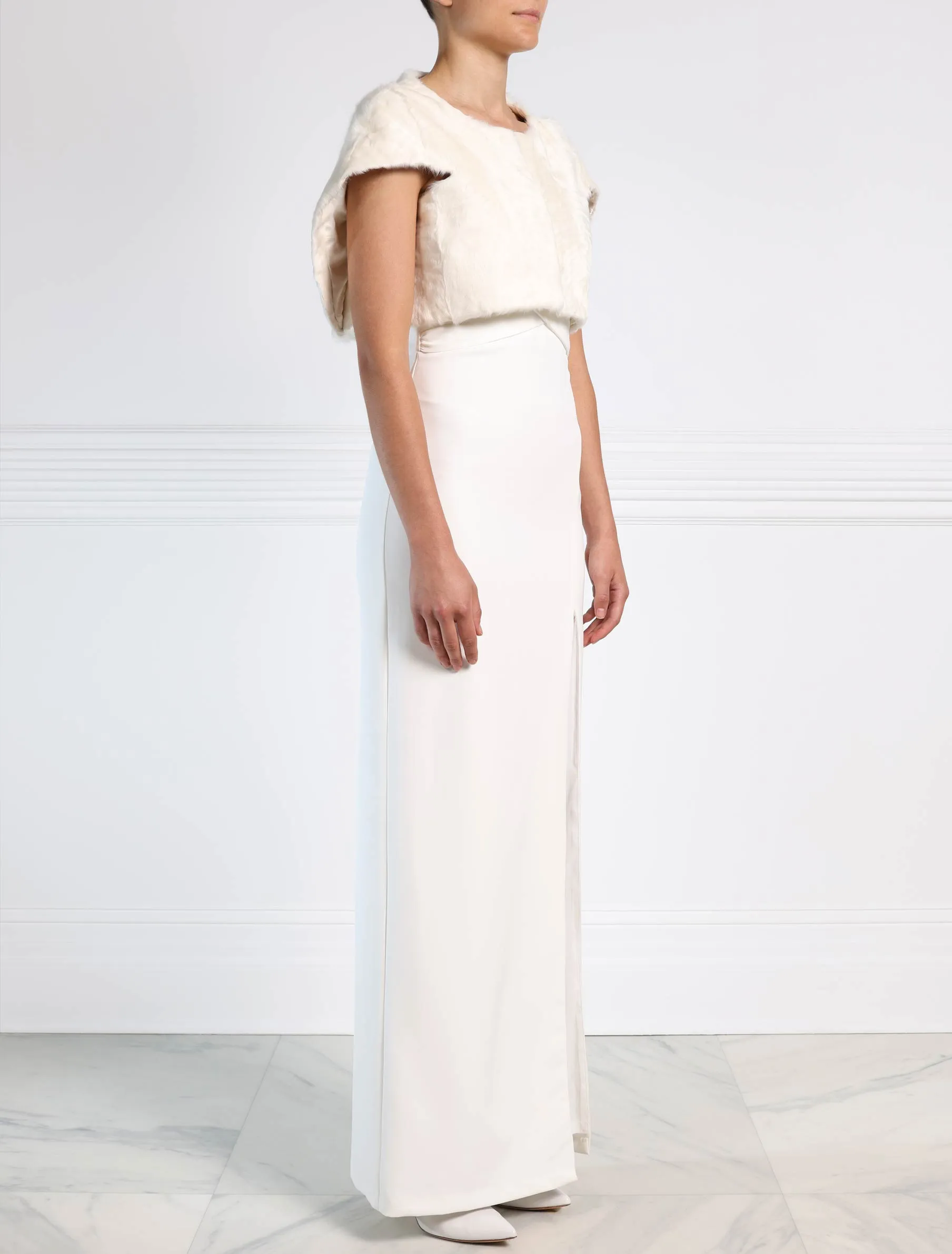 The Bridal Collection - The Leanna Silky Lamb Shrug in Pearl