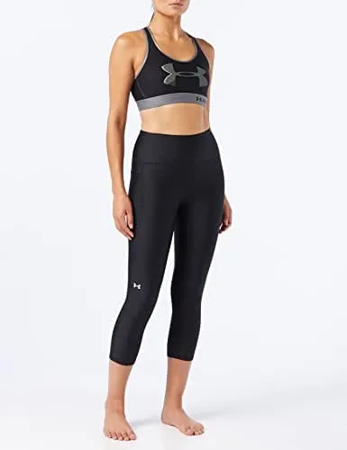 Under Armour Women's Standard HeatGear High No-Slip Waistband Pocketed Capri, Black