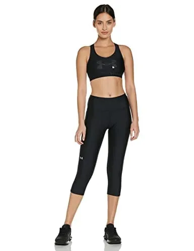 Under Armour Women's Standard HeatGear High No-Slip Waistband Pocketed Capri, Black