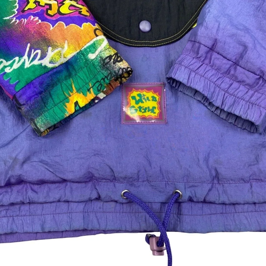 Vintage 80s 90 Purple Extremely Rare The Wild Style Zip Down Graffiti Jacket XL