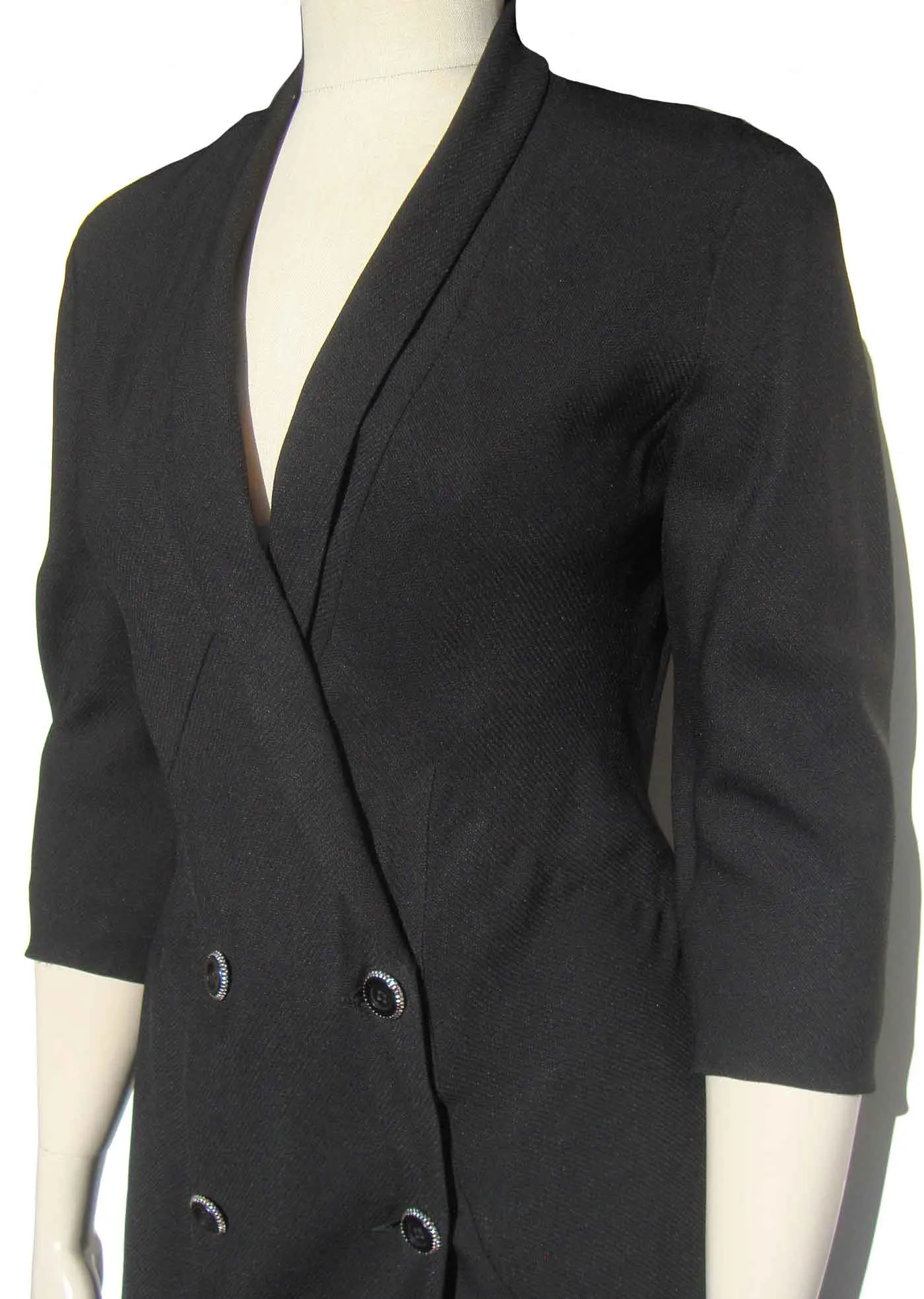 Vintage Karl Lagerfeld Black Jacket Dress Asymmetrical Hem Avant Garde S