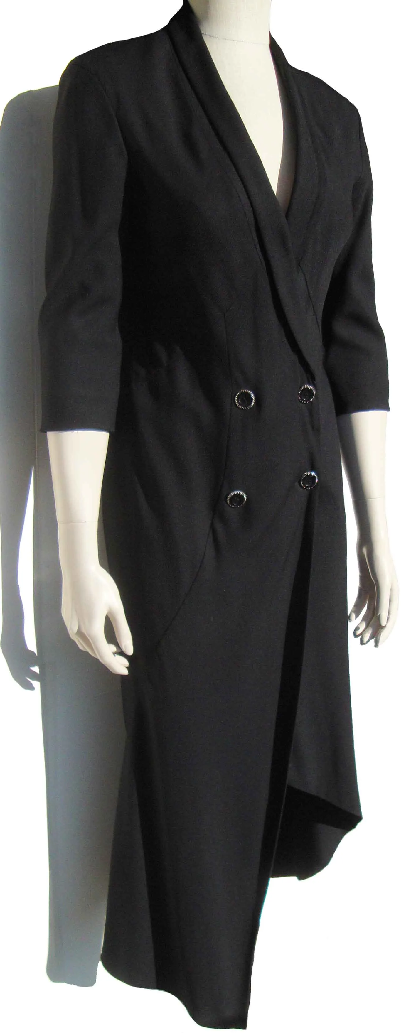 Vintage Karl Lagerfeld Black Jacket Dress Asymmetrical Hem Avant Garde S