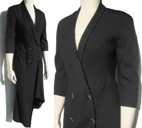 Vintage Karl Lagerfeld Black Jacket Dress Asymmetrical Hem Avant Garde S