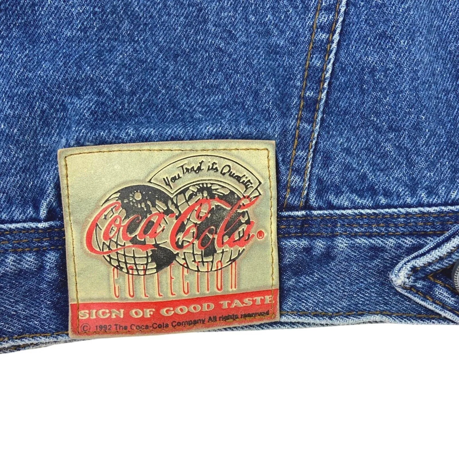 Vintage Rare 1995 Blue Coca Cola Collection Denim Jacket XL