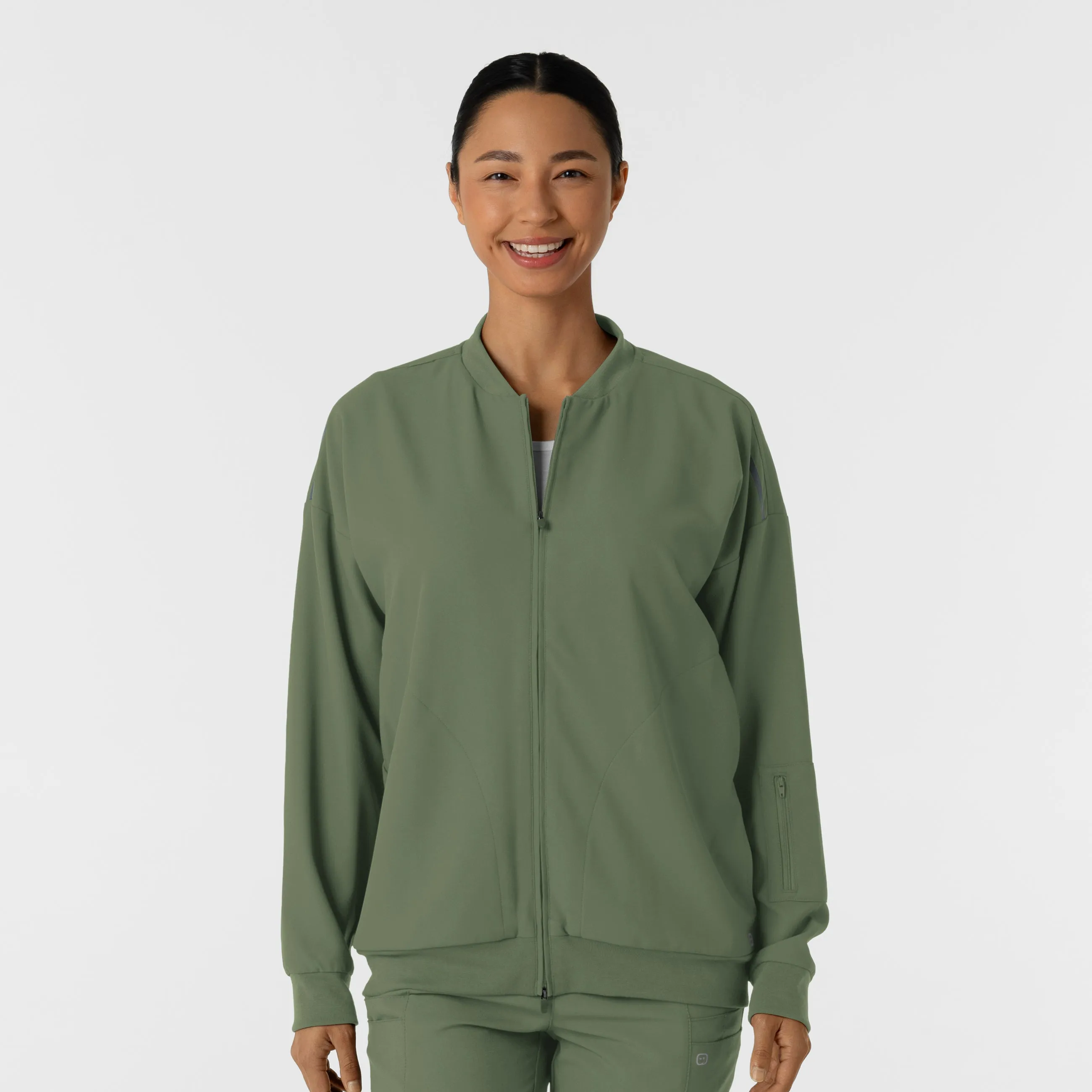 Women's Bomber Scrub Jacket - Olive