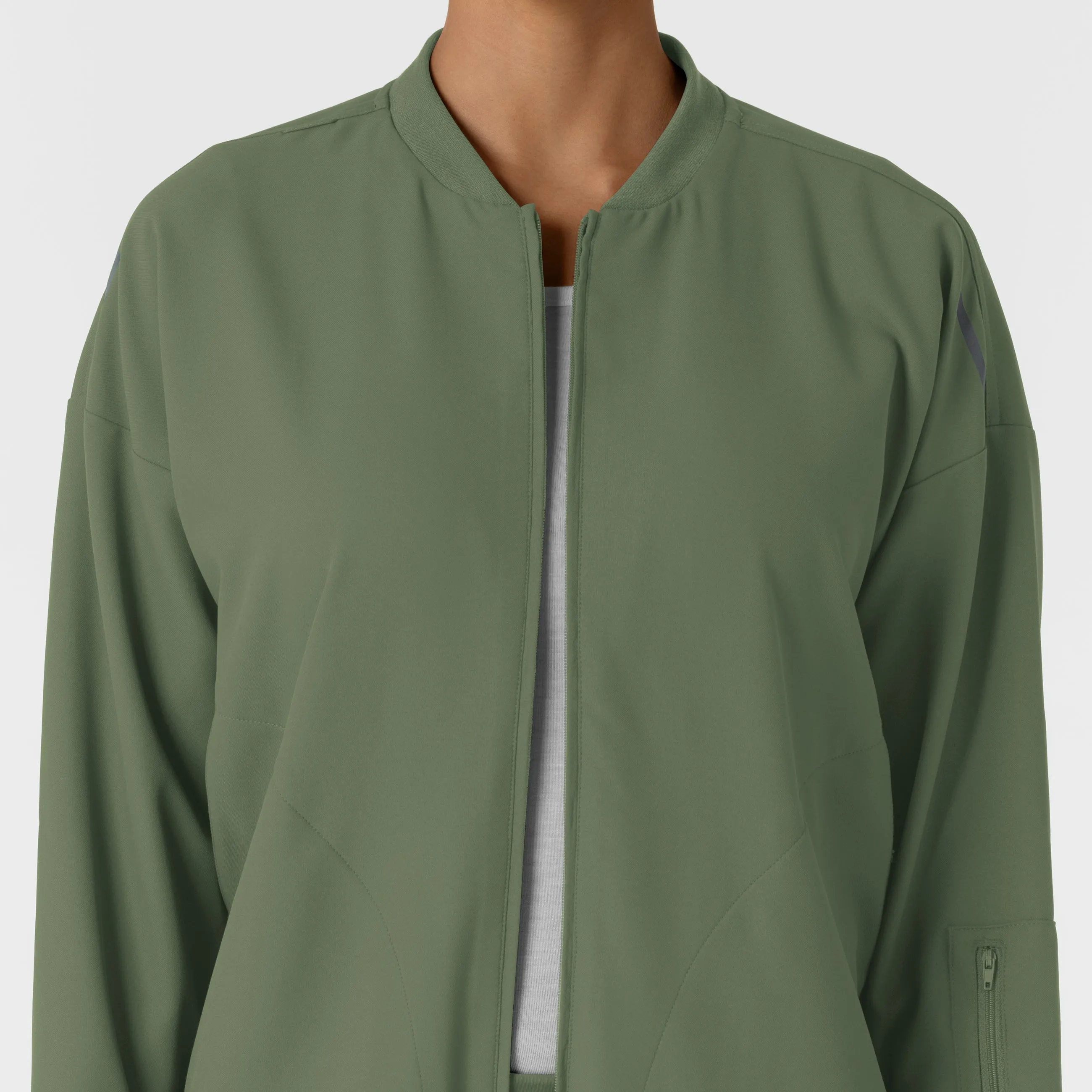 Women's Bomber Scrub Jacket - Olive