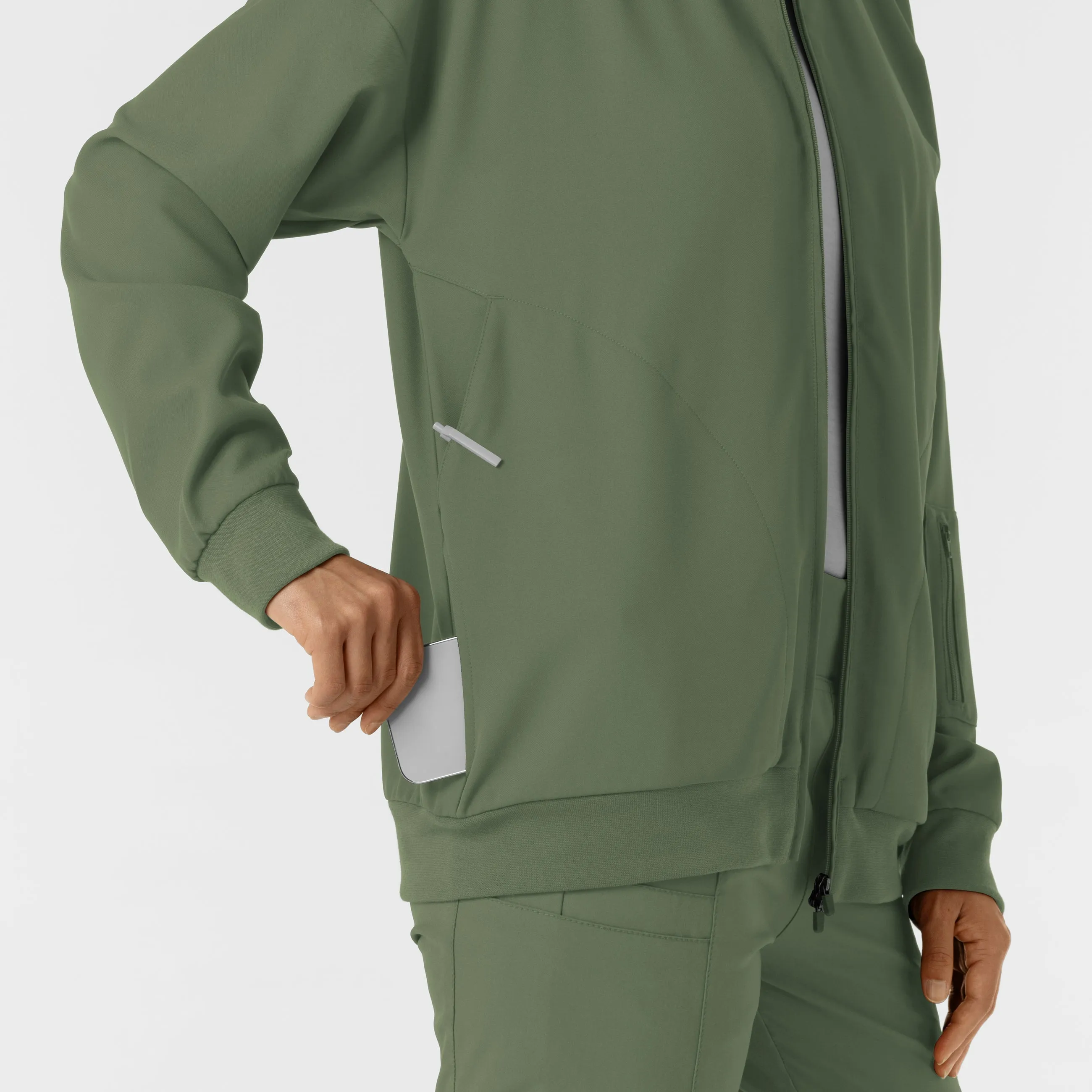 Women's Bomber Scrub Jacket - Olive