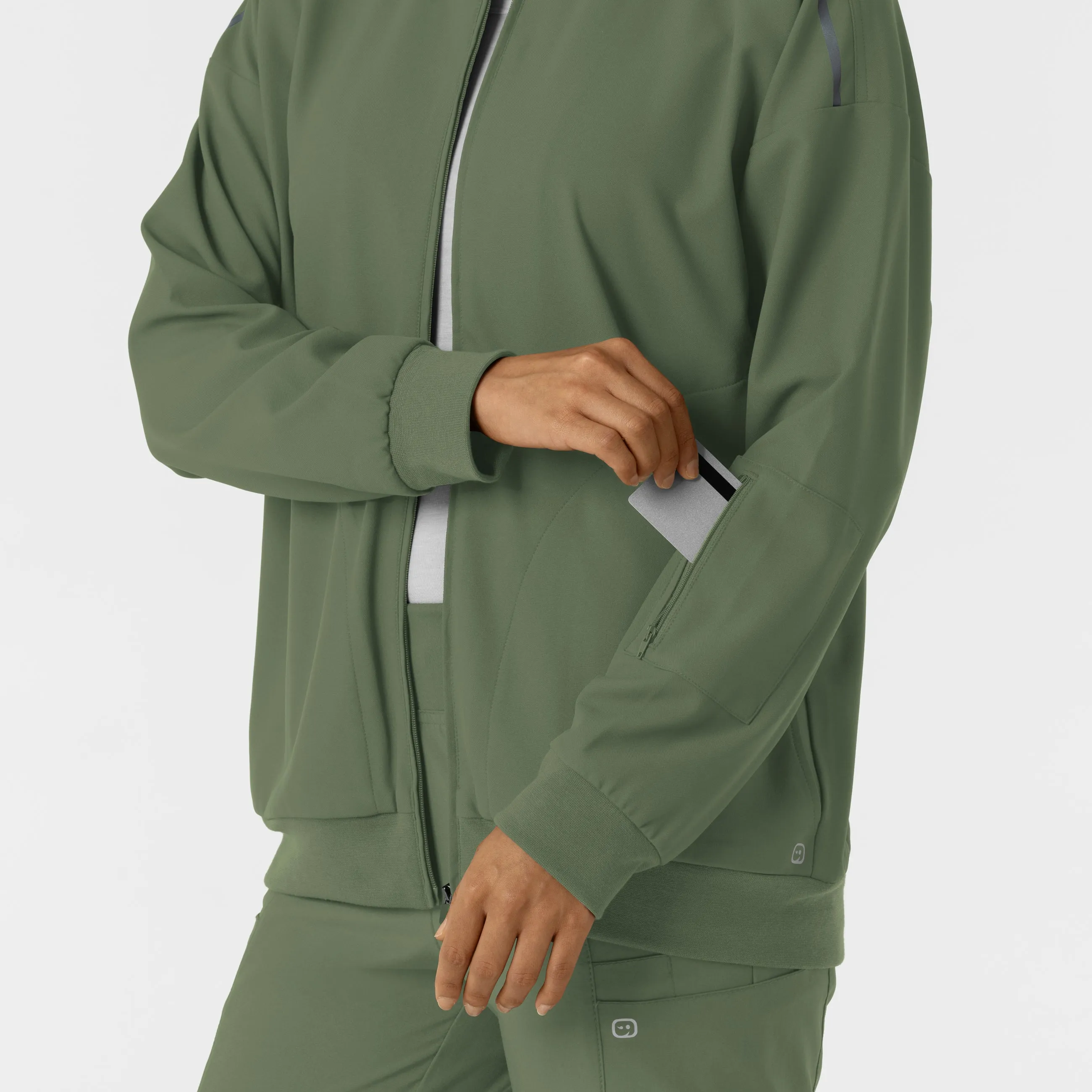 Women's Bomber Scrub Jacket - Olive