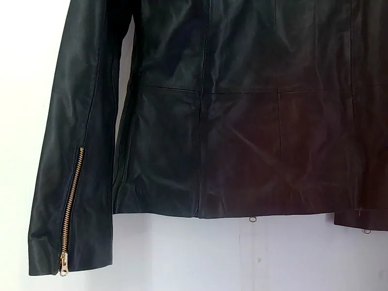 Women's Premium Black Leather Jacket Large Size