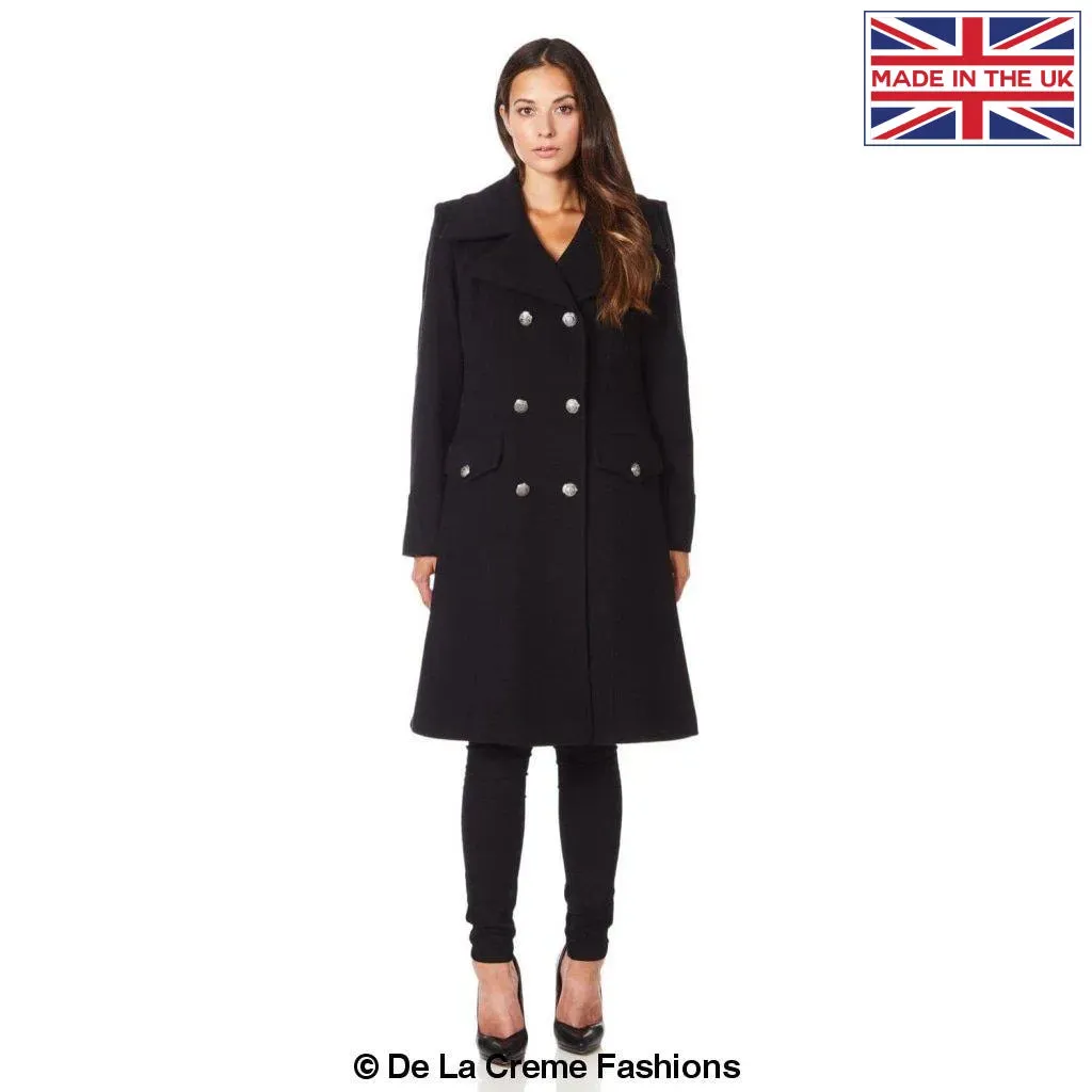 Wool Blend Double Breasted Midi Coat