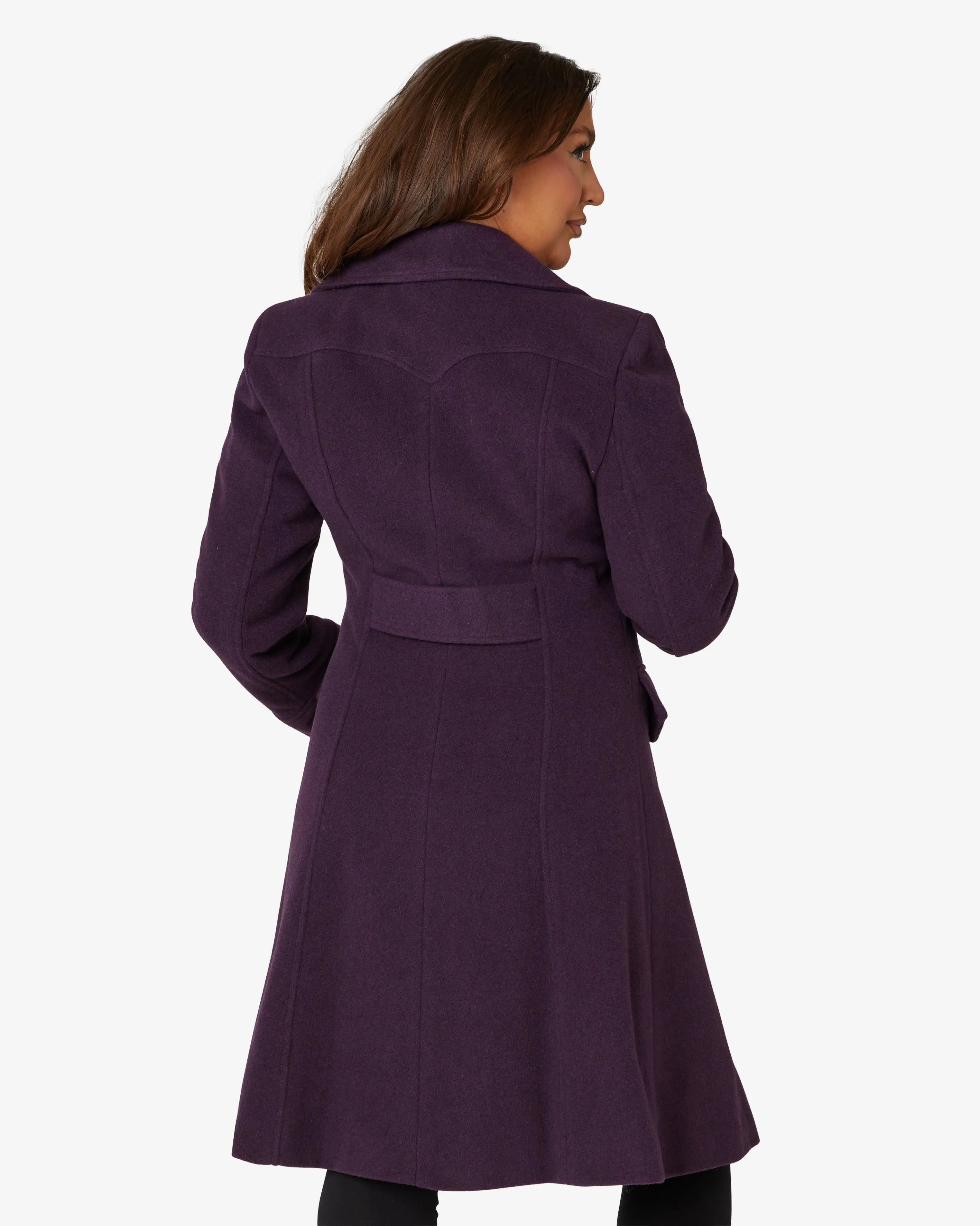 Wool Blend Double Breasted Midi Coat