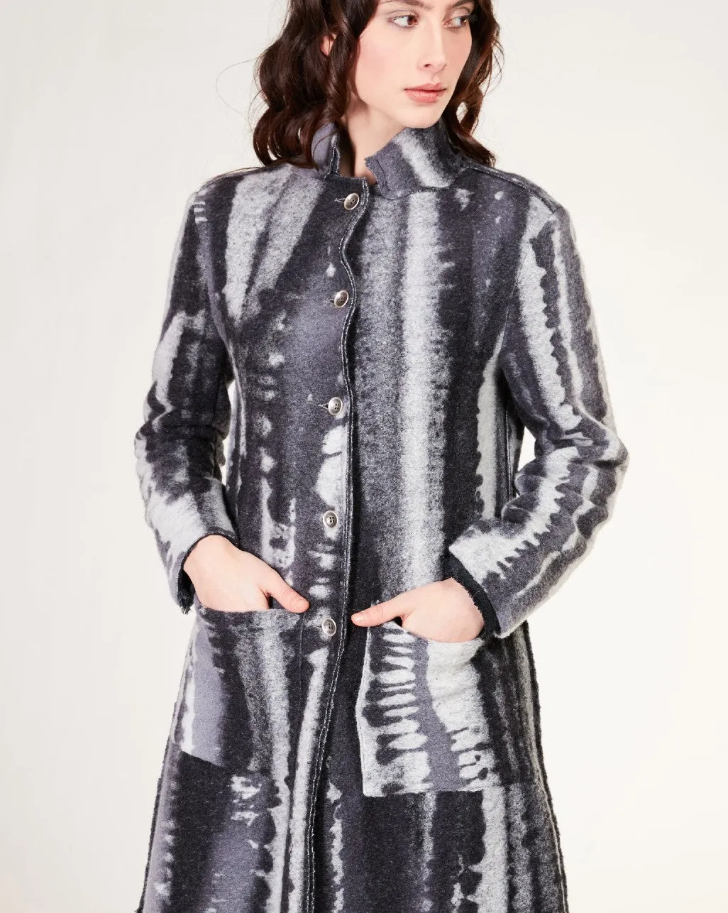 Wool Blend Drip Dye Coat