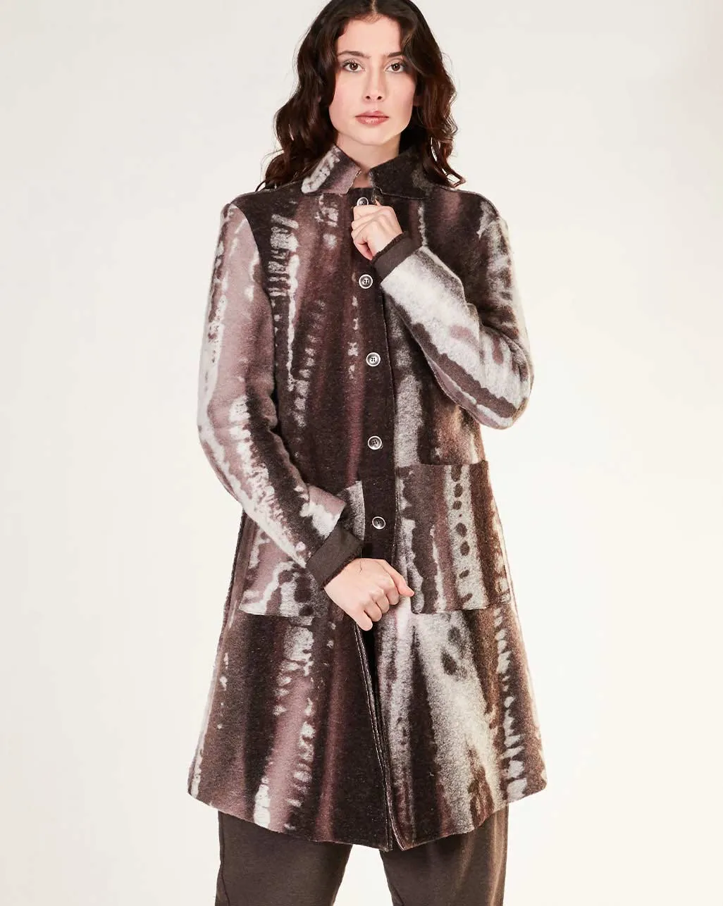 Wool Blend Drip Dye Coat