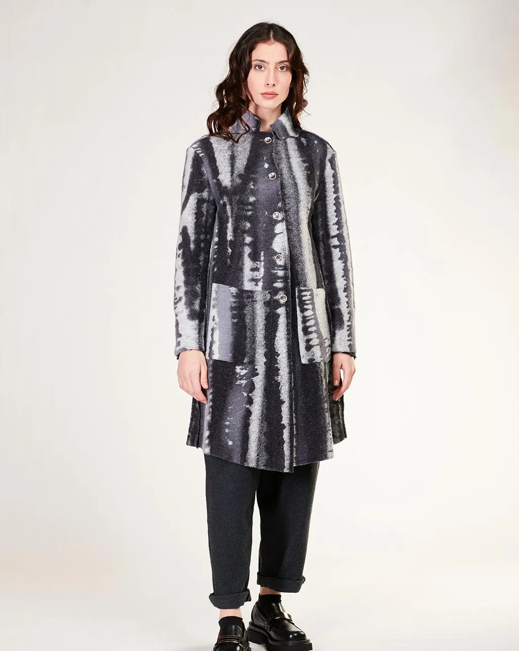 Wool Blend Drip Dye Coat