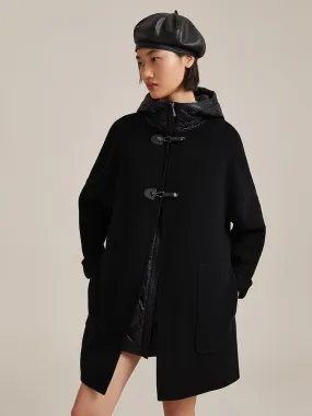 Woolen Coat & Down Puffer Vest Two-Piece Suit