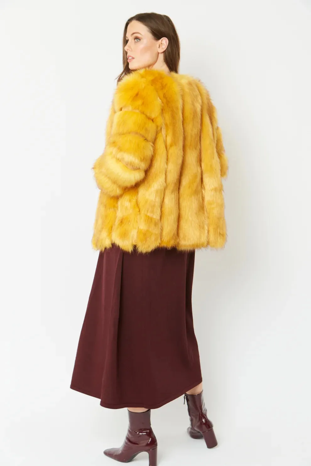 Yellow Faux Fur Coat