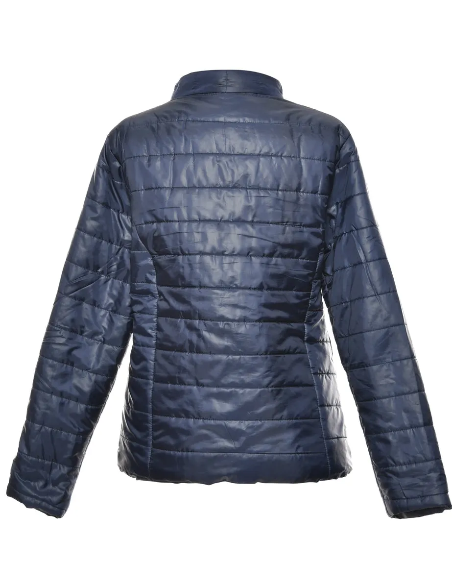 Zip-Front Navy Classic Puffer Jacket - L